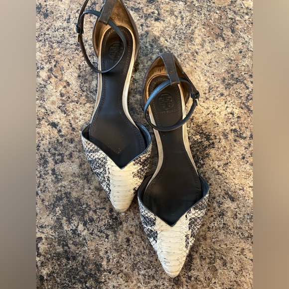 Tory Burch D’Orsay Flats with Ankle Strap - Snake / Leather - Picture 5 of 7